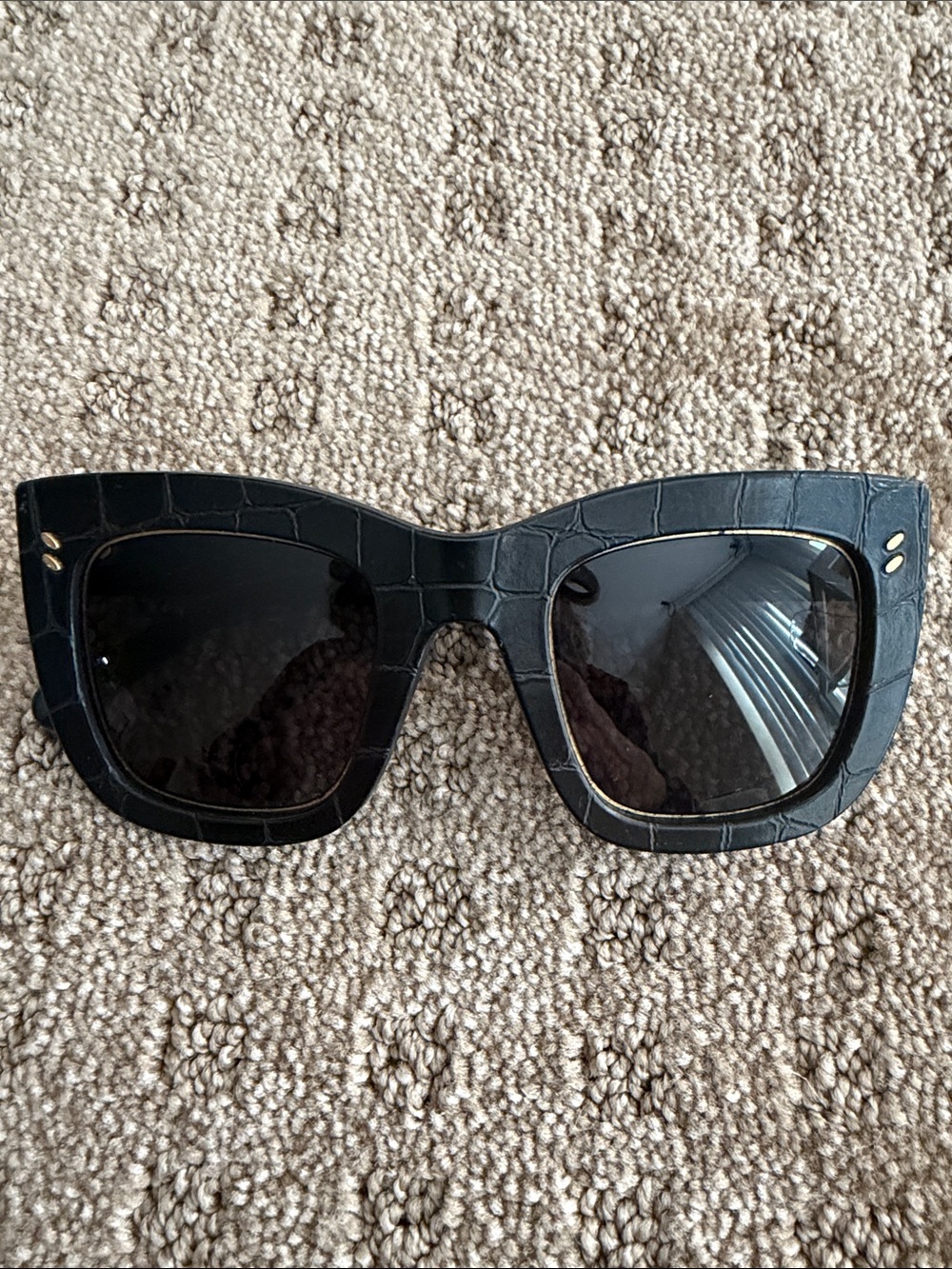 Stella McCartney SC0067S Black Croc Oversized Square Cat Eye Sunglasses 001
